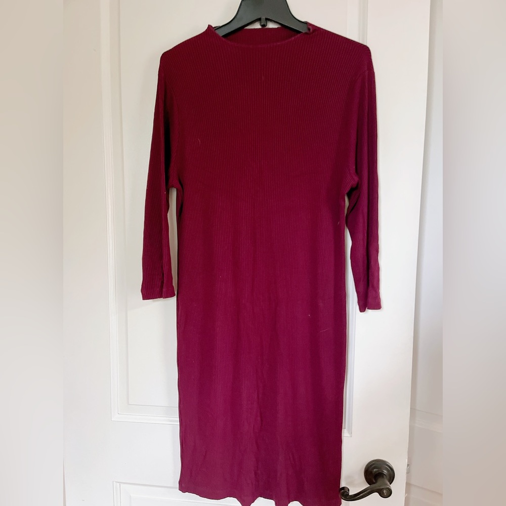 Dress on dark red.